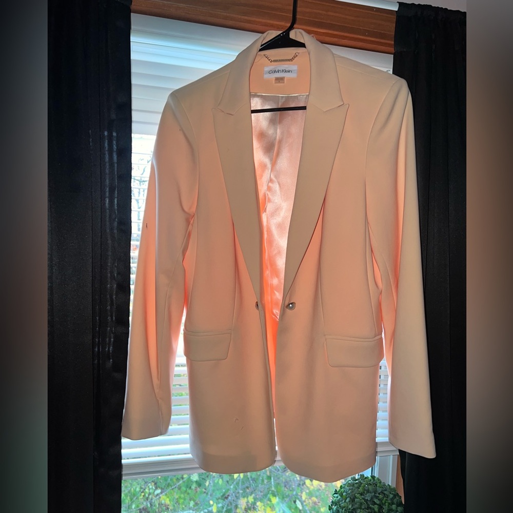 Coral Calvin Klein Blazer with pearl buttons